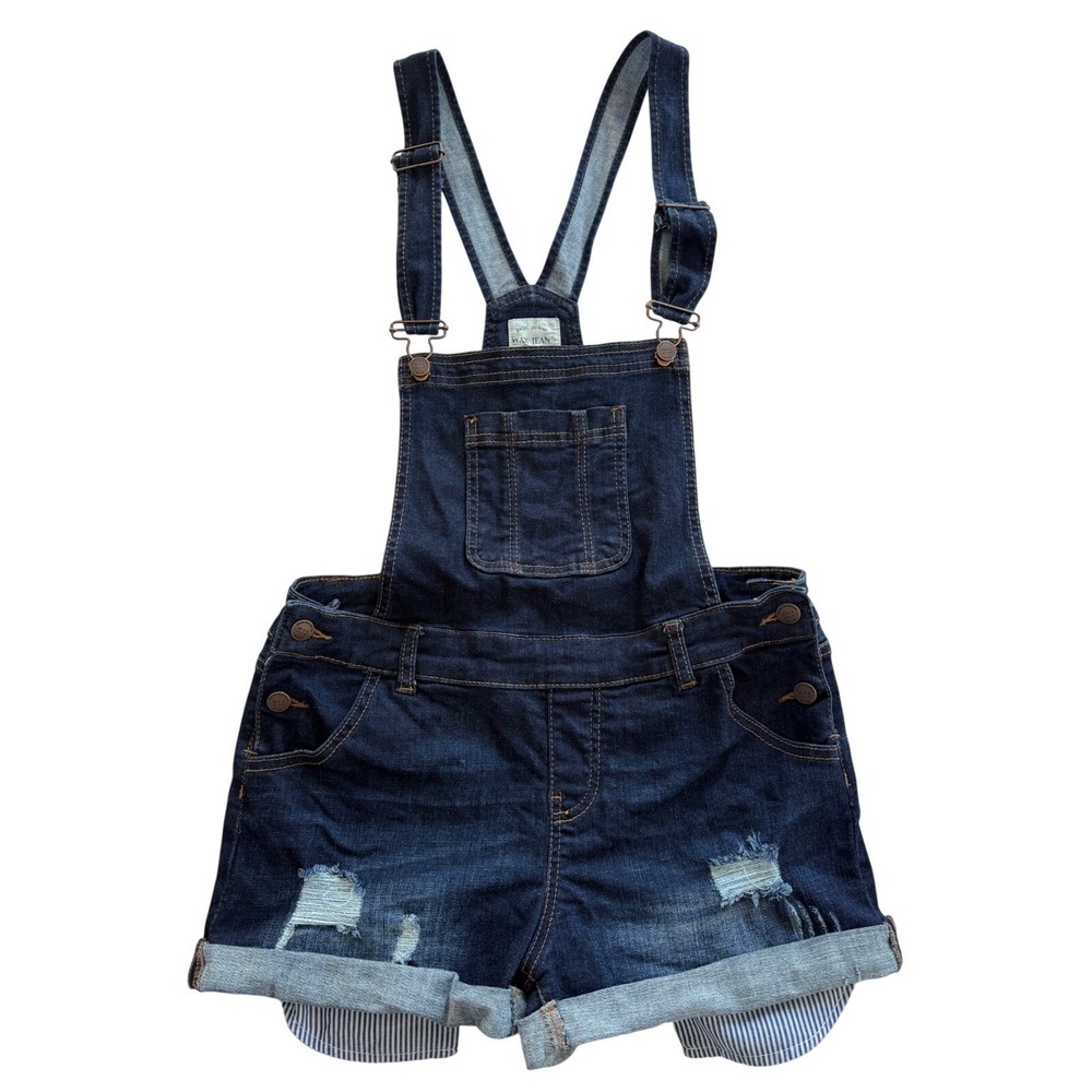 Wax Jean Dark Blue Denim Short Overalls Romper